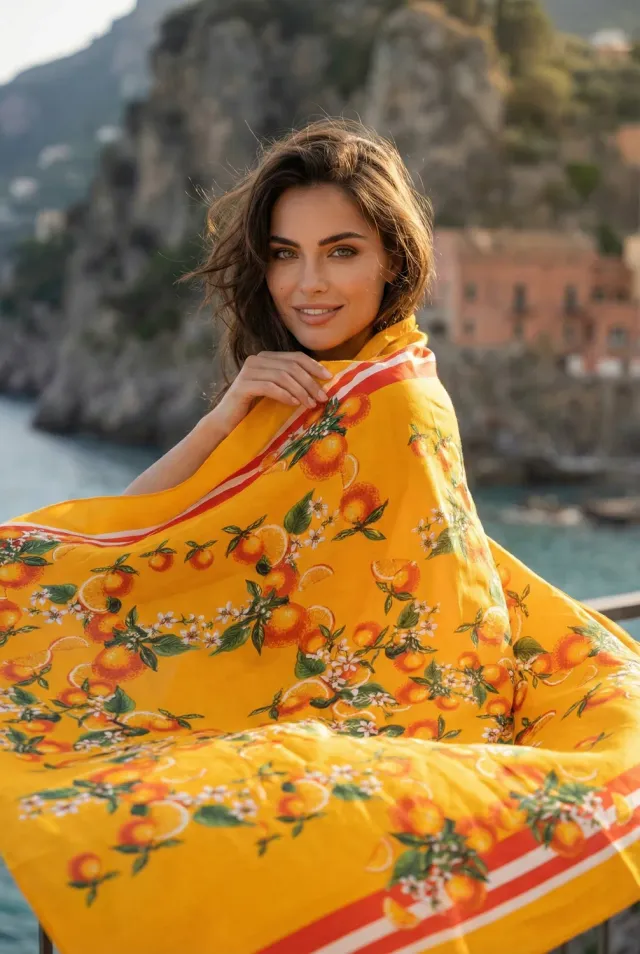 Antica Sartoria FC525 foulard cotone fantasia agrumi
