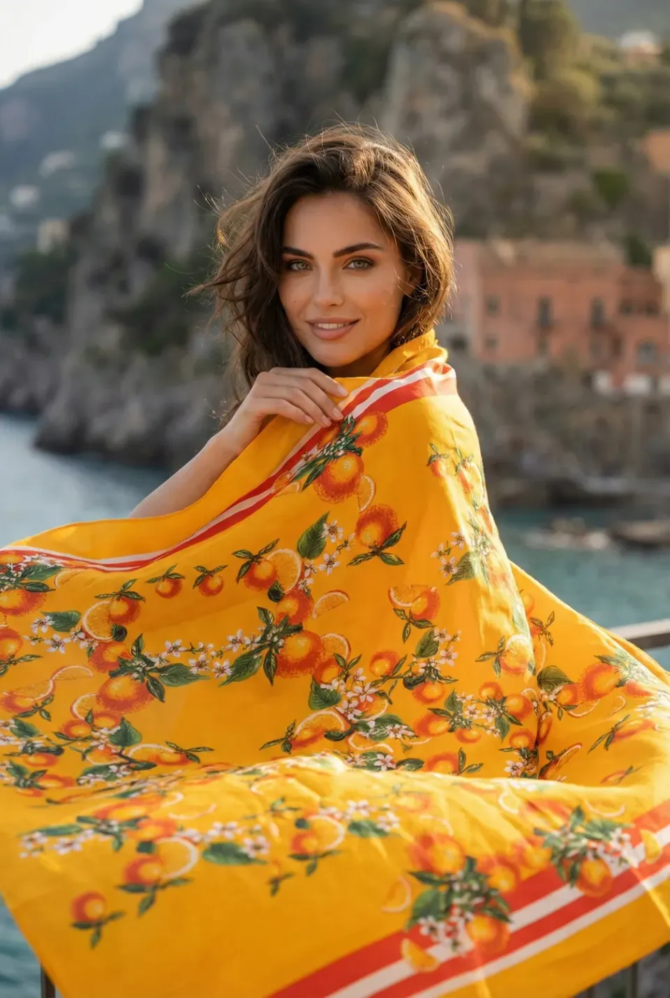 Antica Sartoria FC525 foulard cotone fantasia agrumi