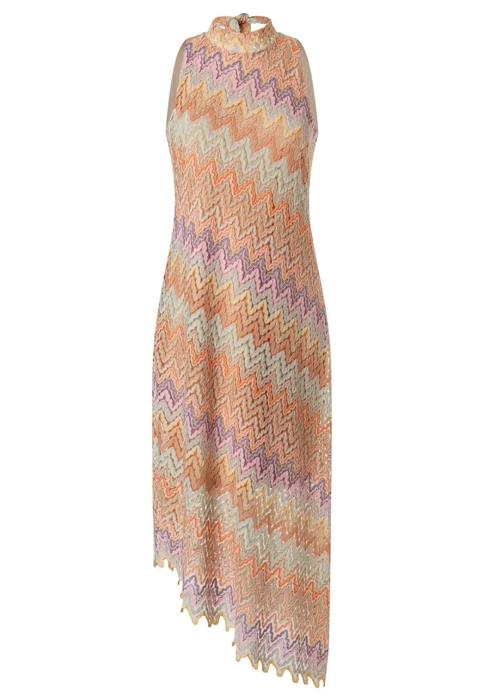 Ana Alcazar Zajana abito midi smanicato maglia zigzag
