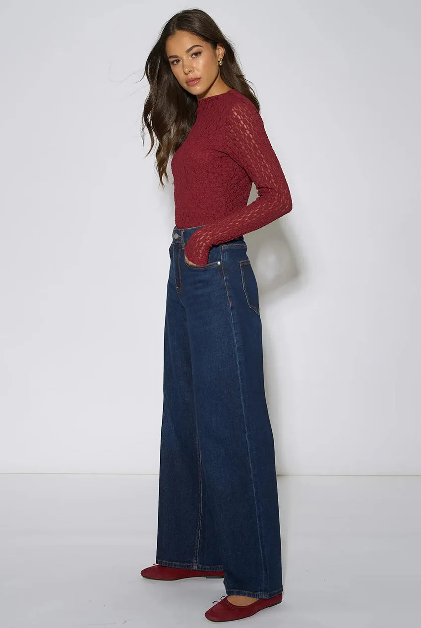 Gini London Wide Leg jeans indaco vita media