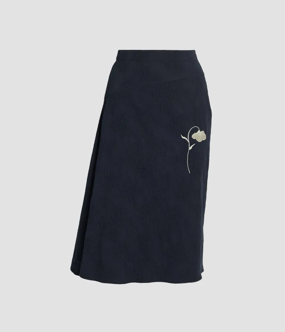 Erdem Flower Jacquard gonna midi blu ricamata