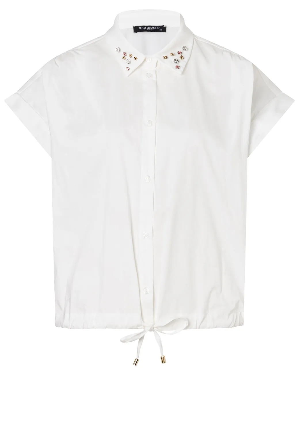 Ana Alcazar Draen blusa bianca strass elegante
