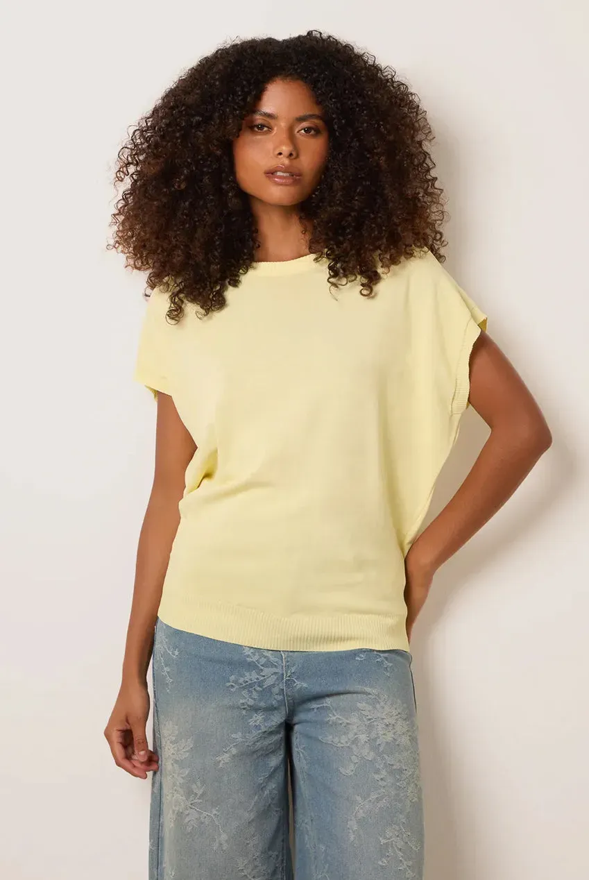 Blue Vanilla top maniche corte giallo limone S/M texture