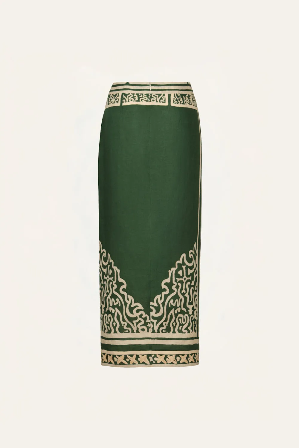Johanna Ortiz Tactile Mirage gonna midi verde lino