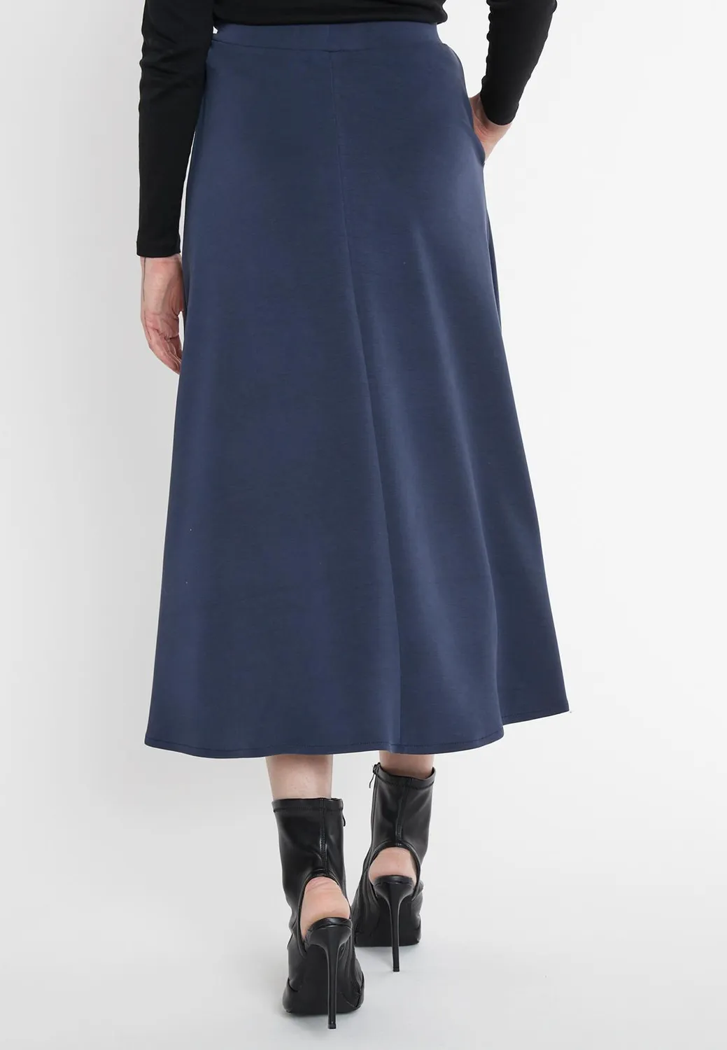 Ana Alcazar Sekani gonna midi jersey blu scuro