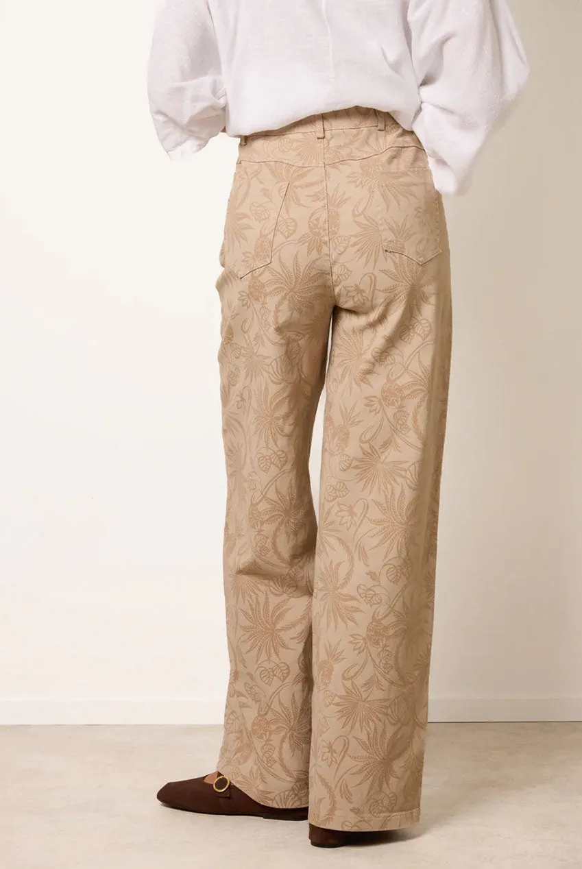 Blue Vanilla Jeans Flare Denim Stone Ricamo Floreale