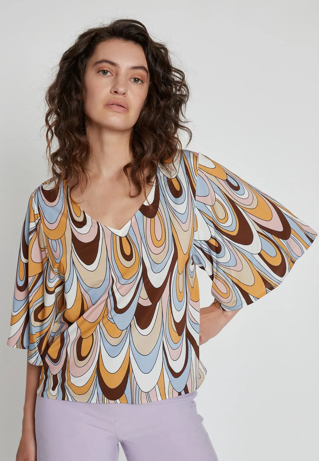 Ana Alcazar Kibone top fantasia retro manica corta