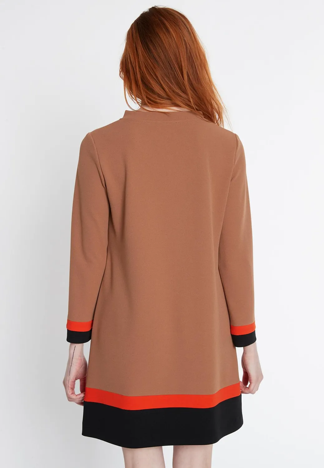 Ana Alcazar Sideo abito linea A cappuccino color block