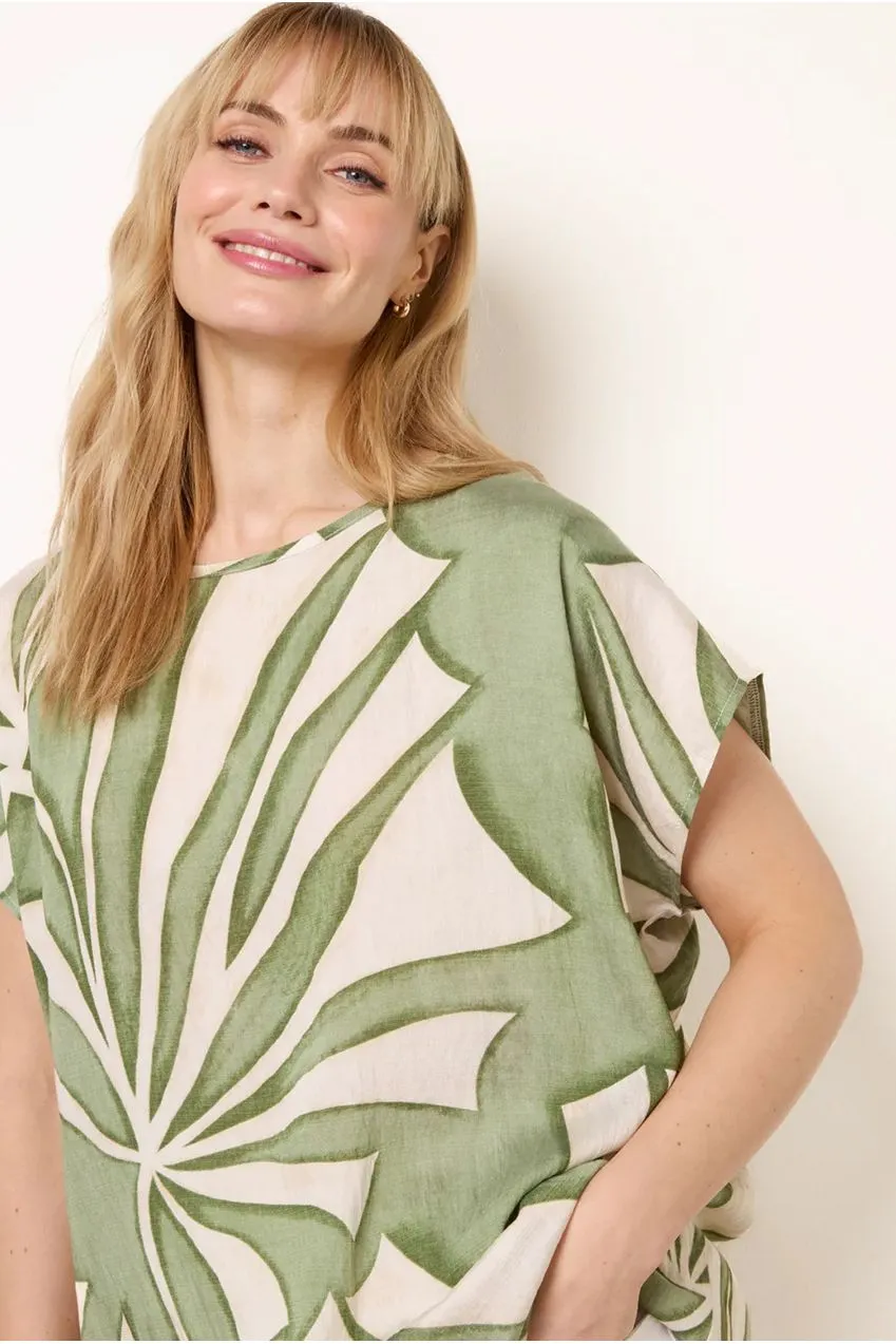 Blue Vanilla Large Floral top donna khaki floreale