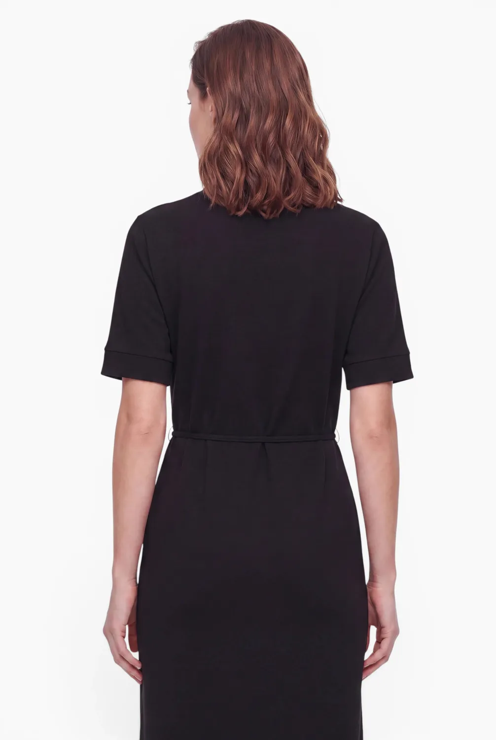 Ana Alcazar Evisa abito midi nero crepe cintura