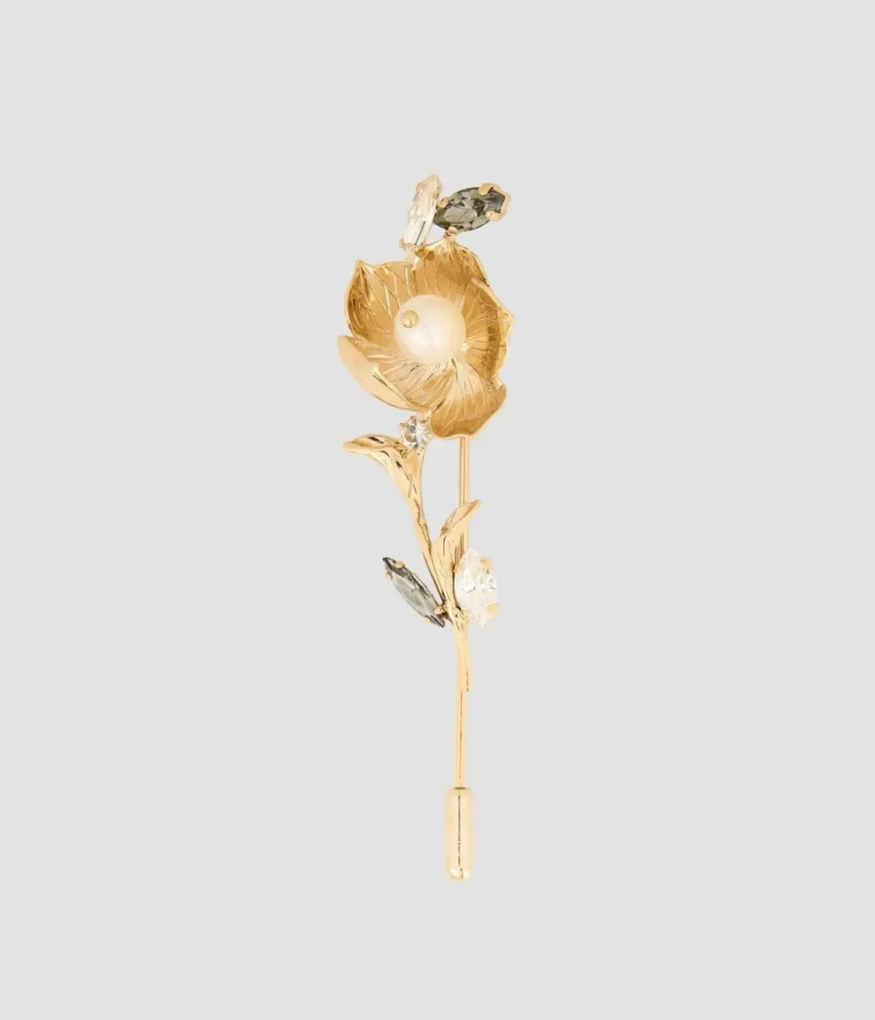 Erdem Floral Pearl Brooch spilla fiore perle e cristalli