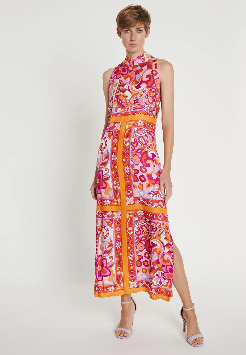 Ana Alcazar Laromy abito maxi fantasia rosa