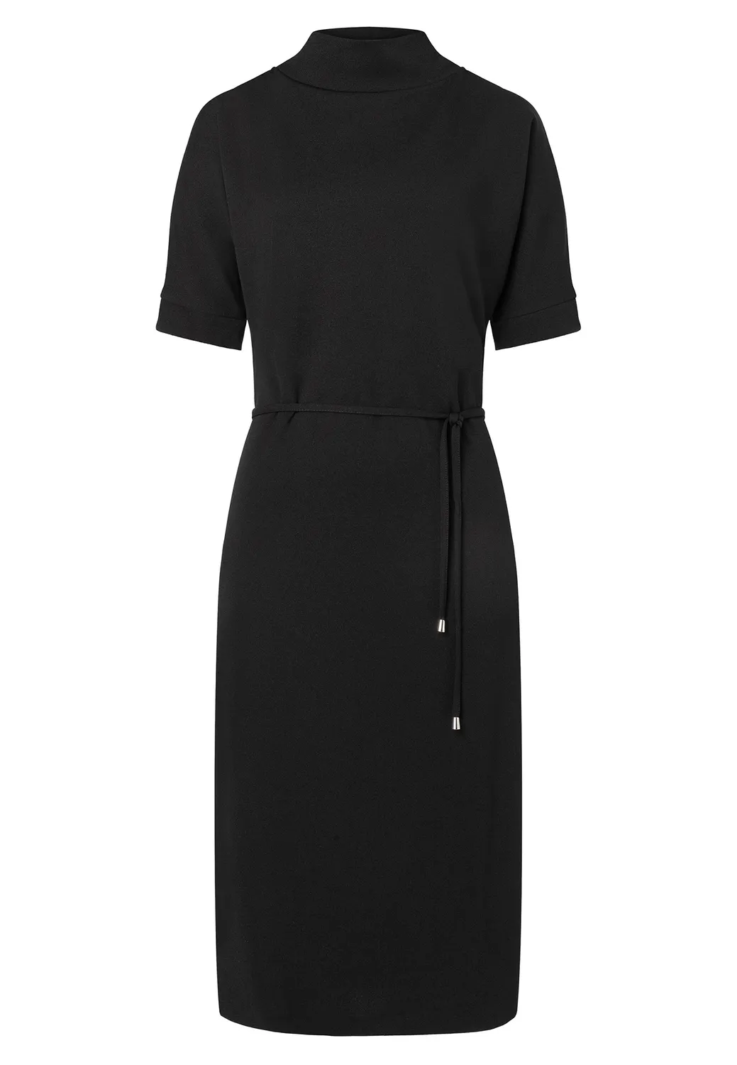 Ana Alcazar Evisa abito midi nero crepe cintura