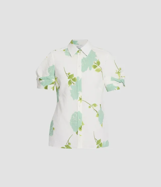 Erdem Floral Seersucker Short Sleeve Shirt camicia floreale
