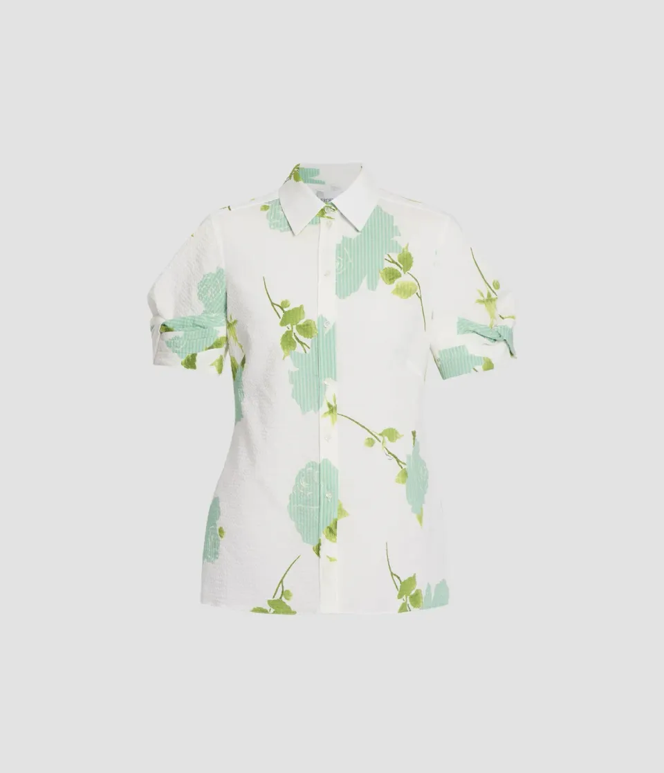 Erdem Floral Seersucker Short Sleeve Shirt camicia floreale