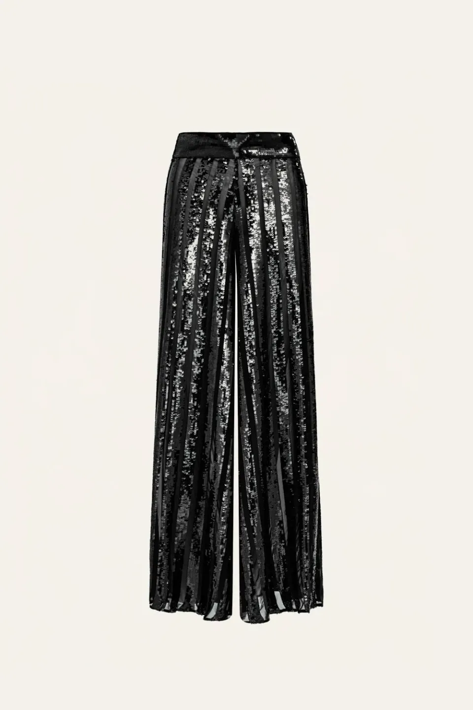 Johanna Ortiz Sequins Musical pantalone nero paillettes vita alta
