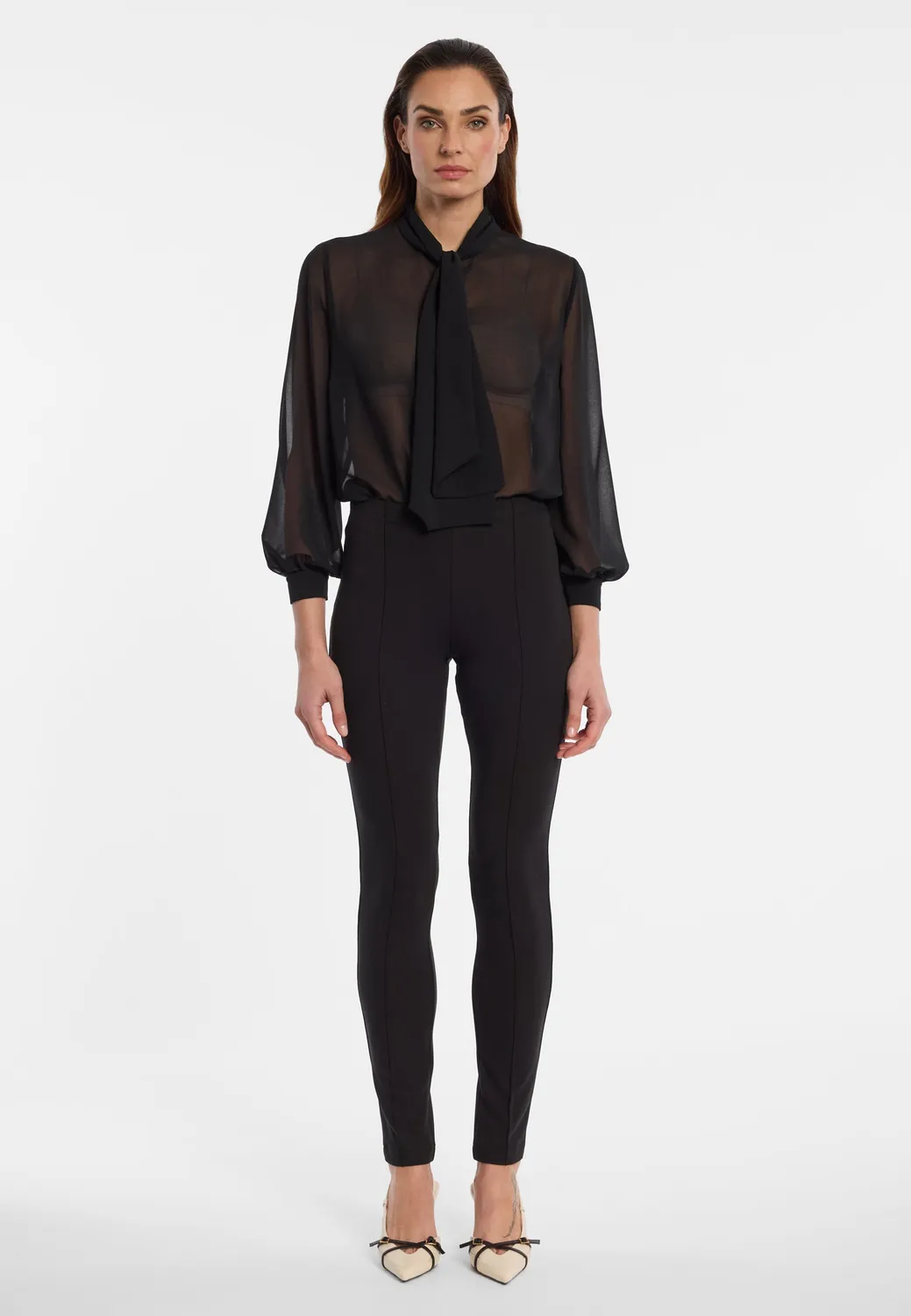 Ana Alcazar Evylis pantaloni slim neri piega davanti