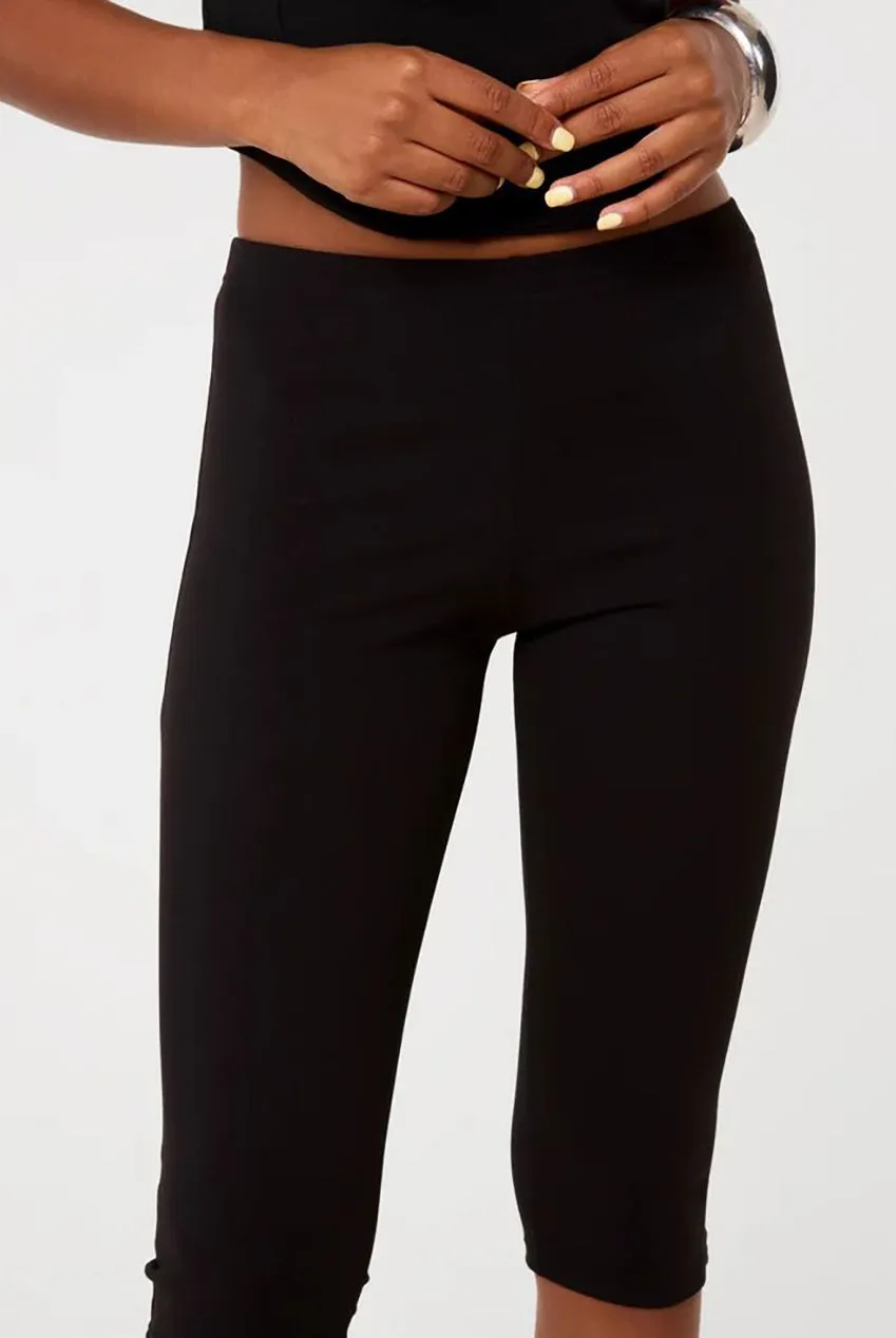 Pink Vanilla pantaloni capri neri ponte elasticizzati