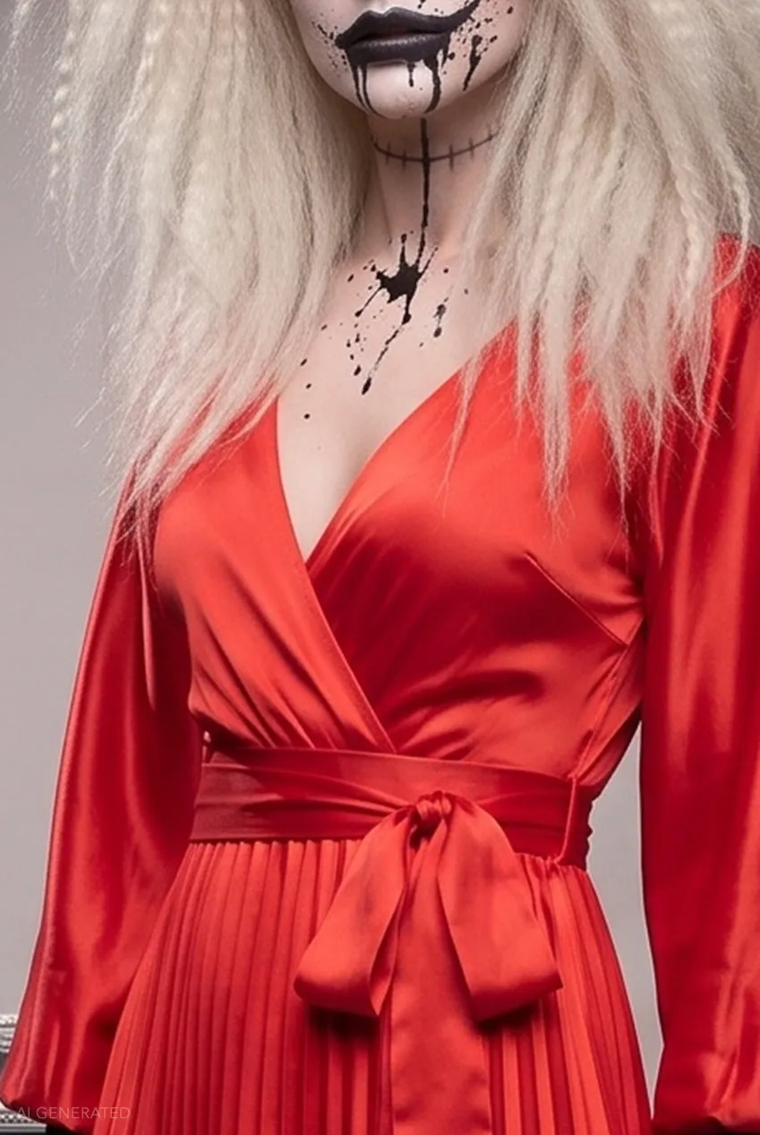 Goddiva DR3921 abito midi rosso avvolgente