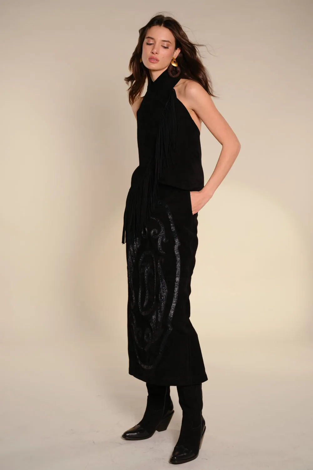 Johanna Ortiz Western Legacy stivale nero pelle tacco 7cm