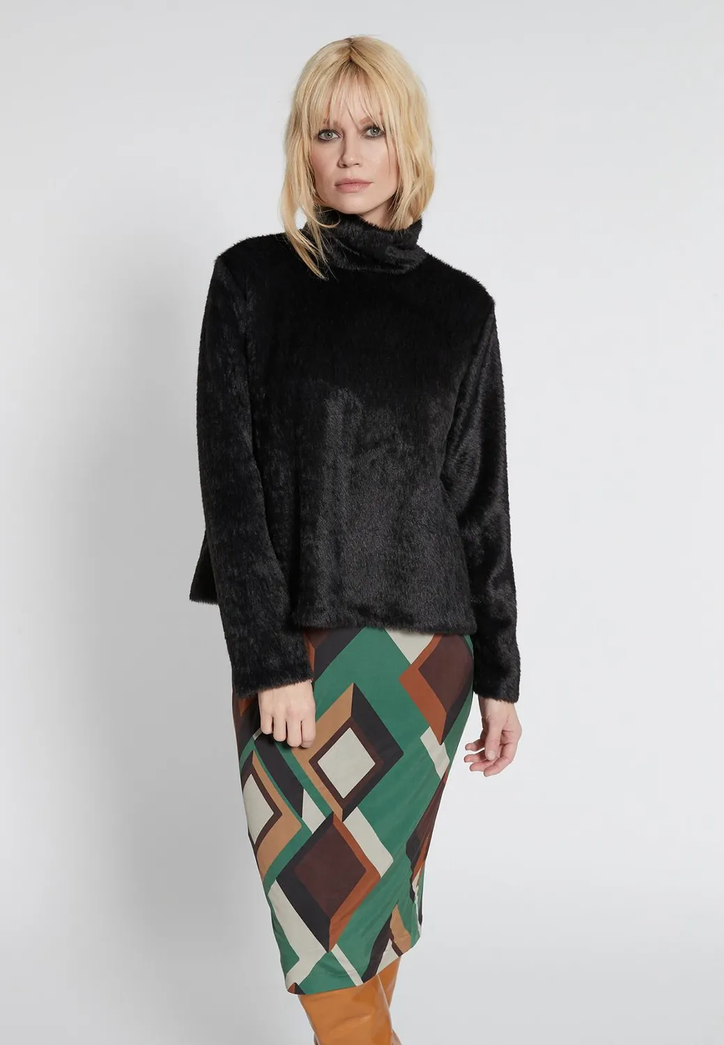 Ana Alcazar Hiplea abito maglia fantasia retro collo alto