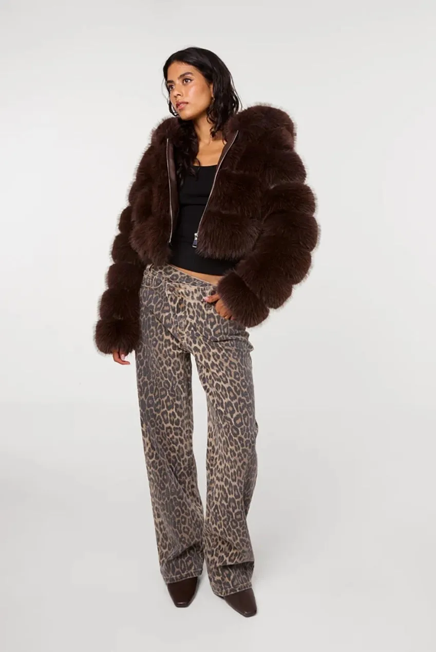 Goddiva Pink Vanilla Hooded Pelted Fur giacca cioccolato calda