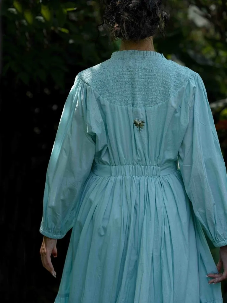 Our Dve Fae Haniel Dress abito lungo blu cotone