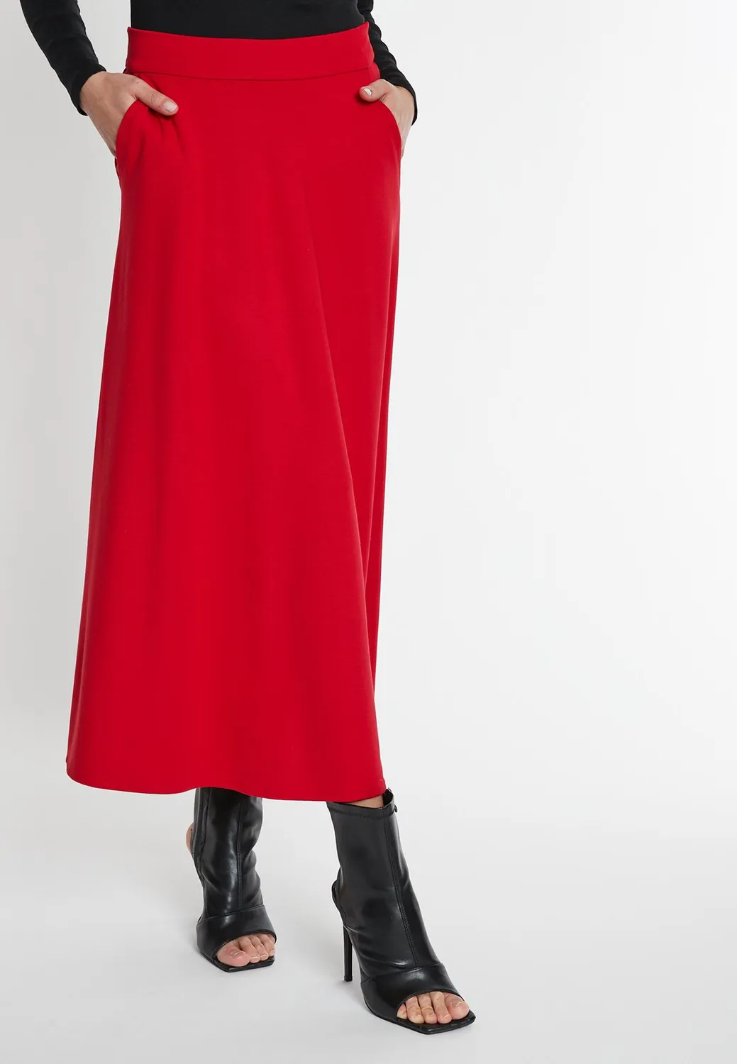 Ana Alcazar Sitara gonna midi rossa jersey
