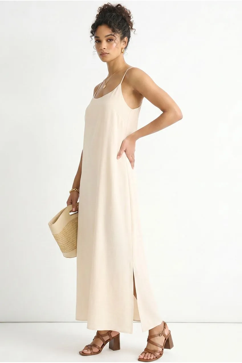 Gini London Airflow abito maxi beige M/L incrociato