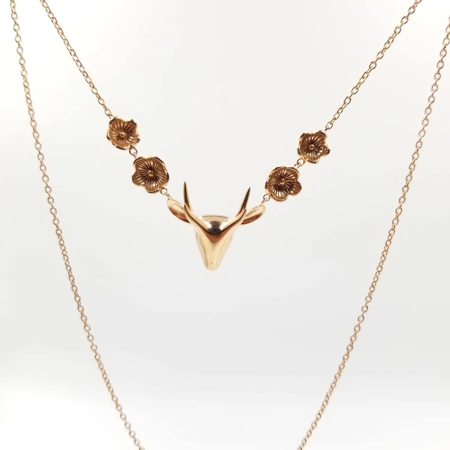 Our Dve Reindeer collana argento placcato oro 18kt