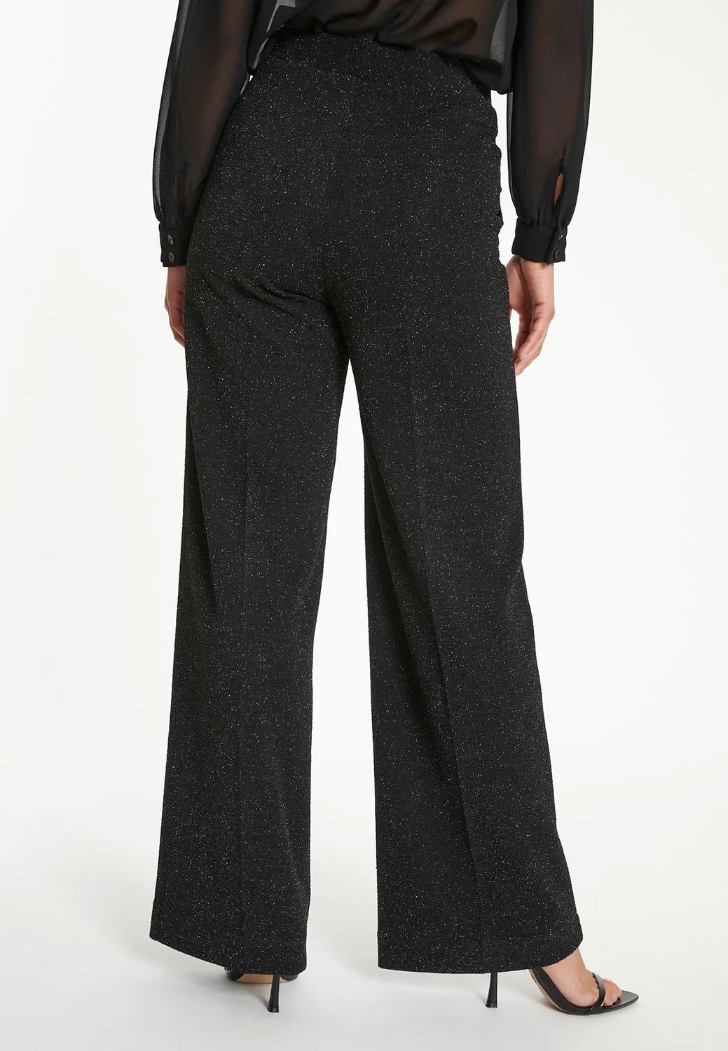 Ana Alcazar Taryla pantaloni neri lurex gamba larga