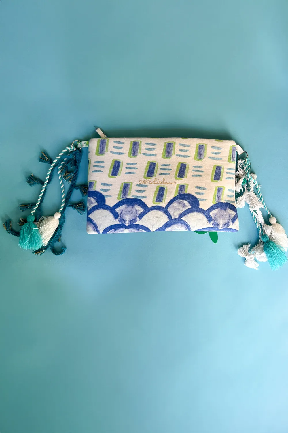 Antica Sartoria DV701 pochette clutch blu marino cotone