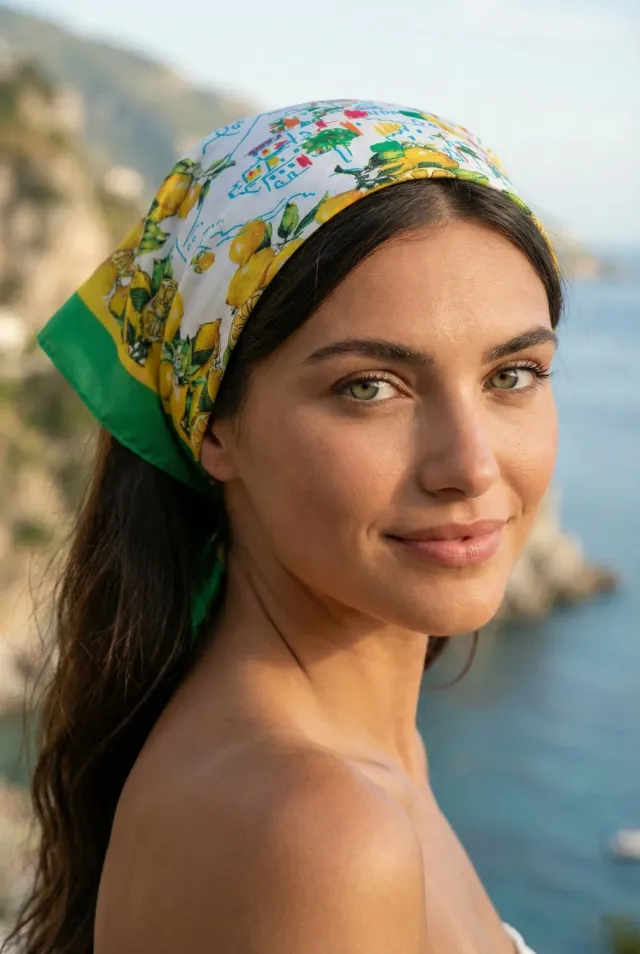 Antica Sartoria FW067 bandana gialla agrumi donna