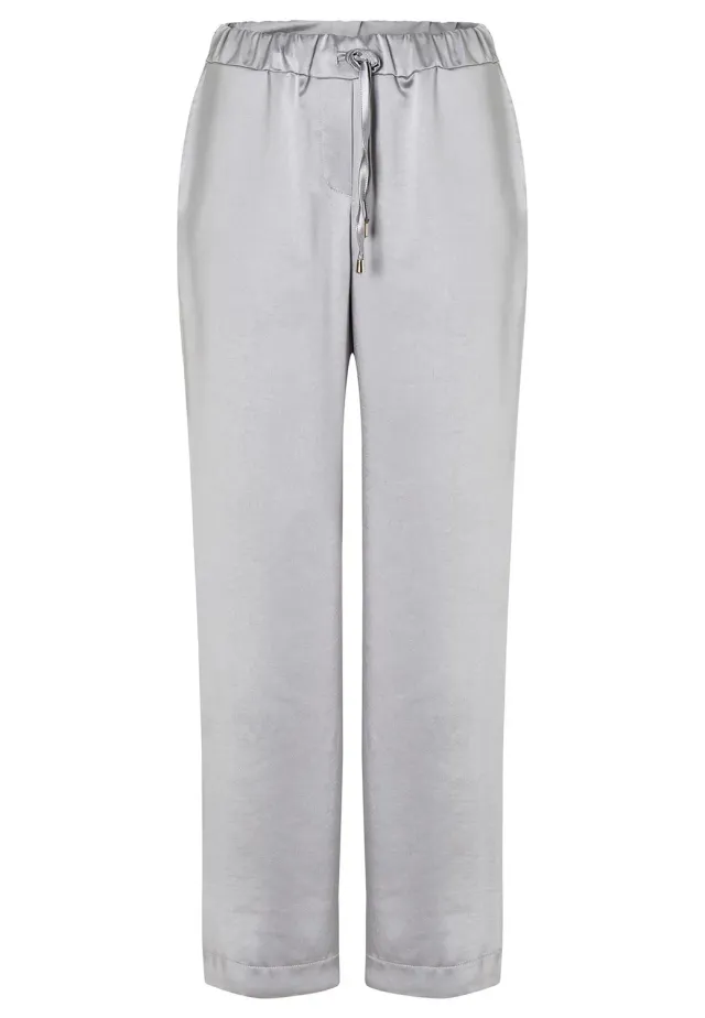 Ana Alcazar Sibby pantaloni satin argento coulisse