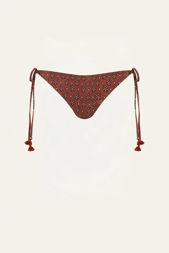 Johanna Ortiz Sagrado slip bikini marrone lacci