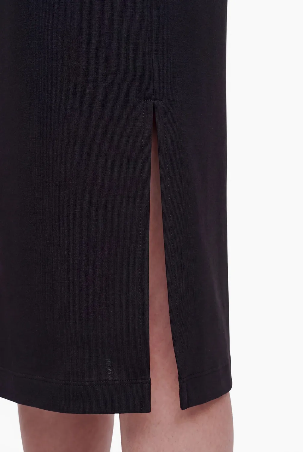Ana Alcazar Evisa abito midi nero crepe cintura