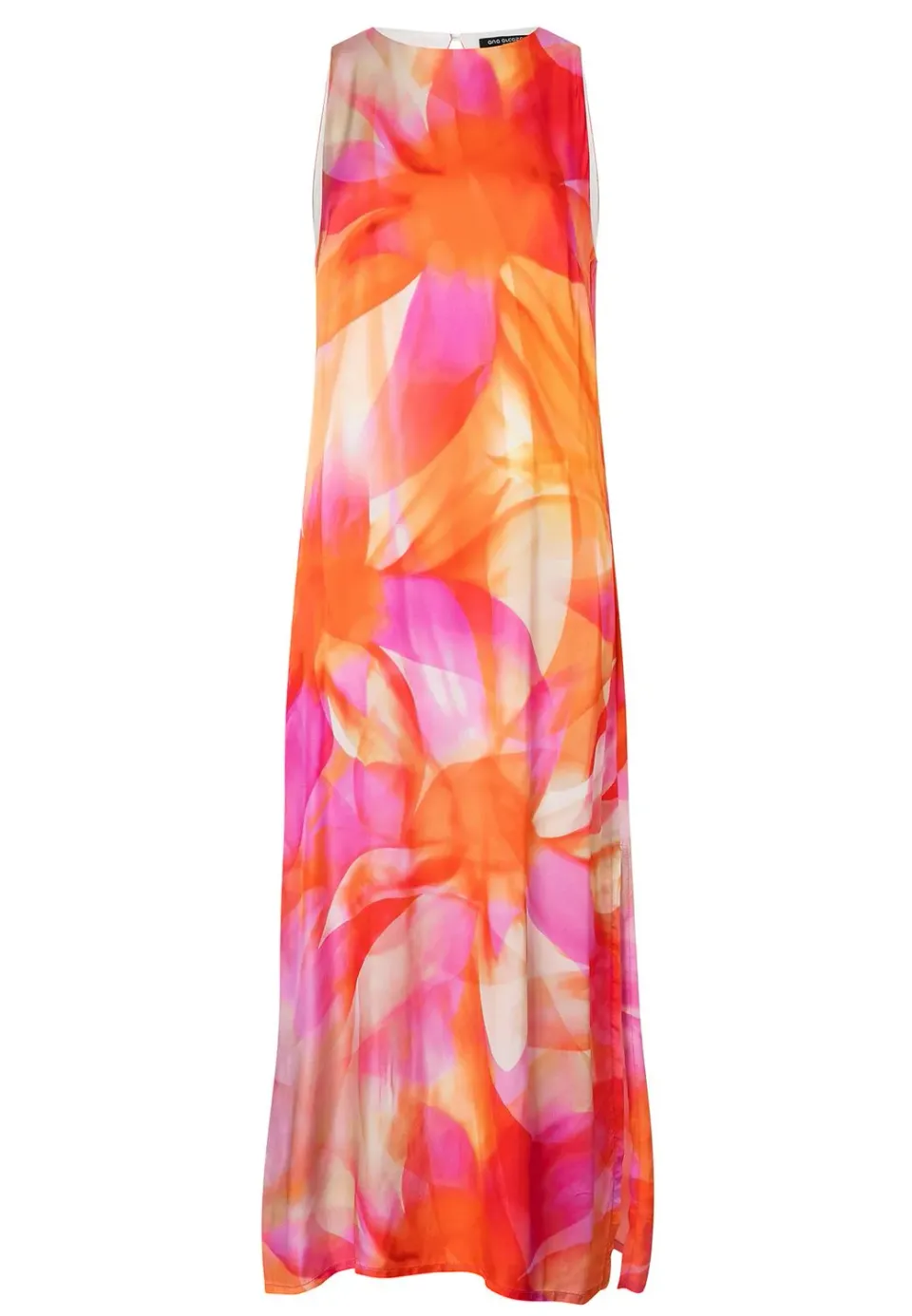 Ana Alcazar Zawa abito lungo satin floreale arancio