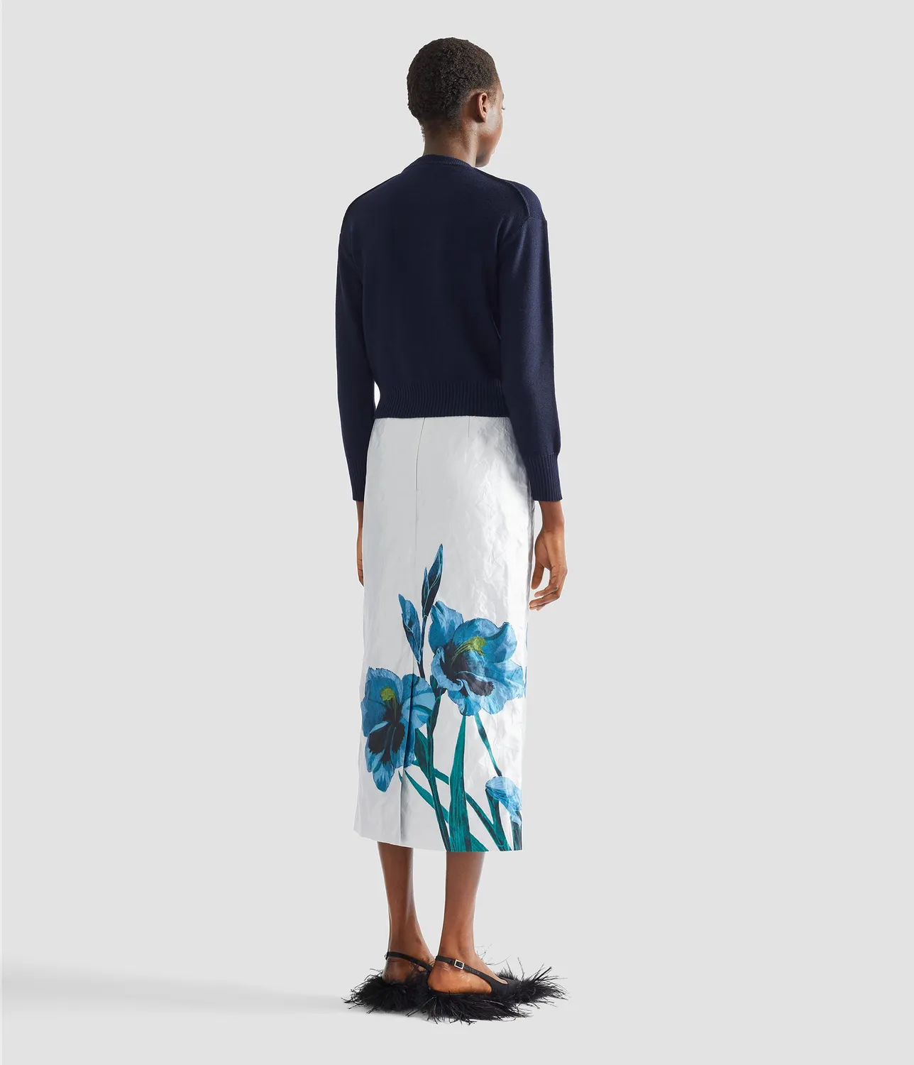 Erdem Fine Merino maglione jacquard fiori navy