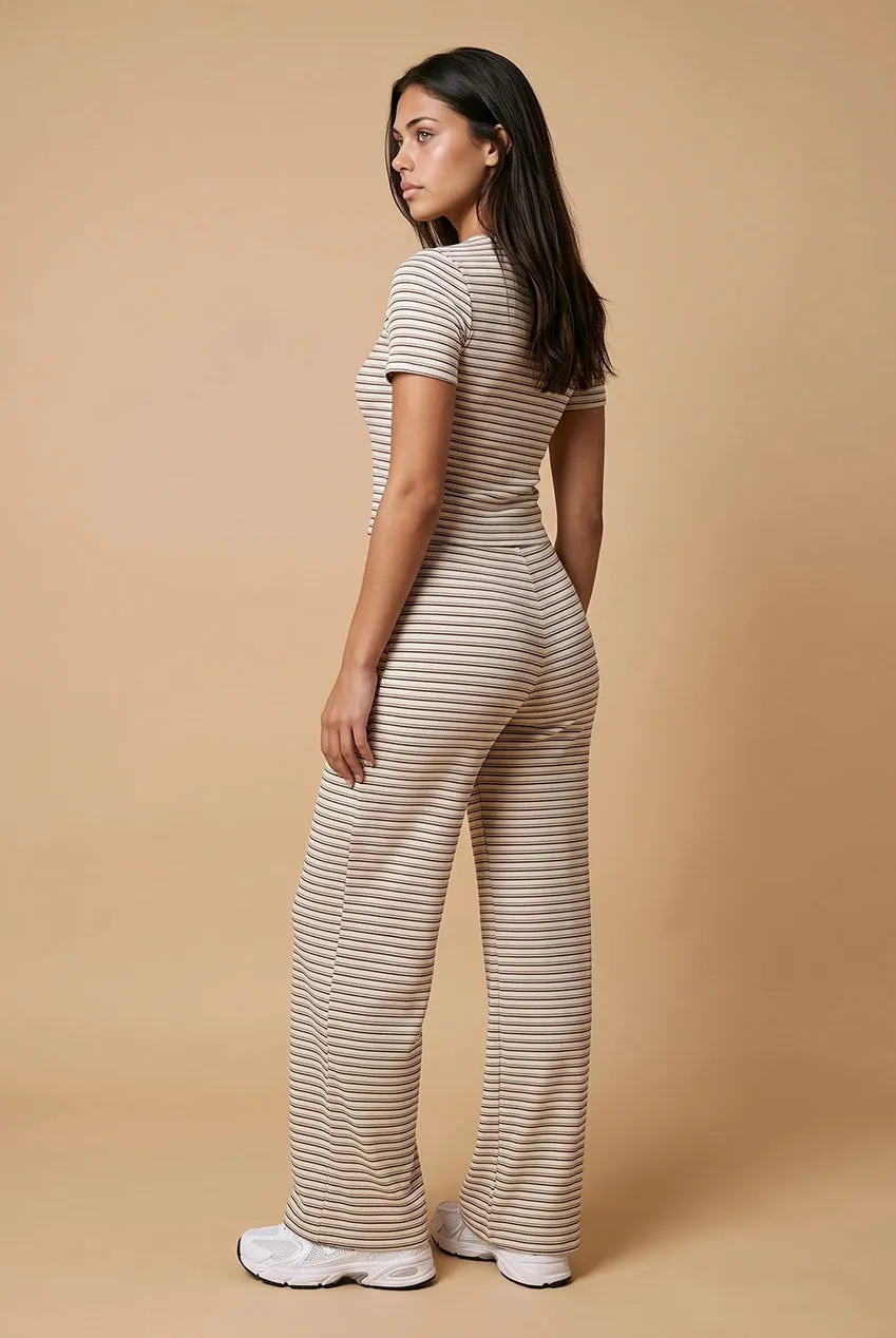 Urban Bliss Ribbed Stripe Top Cioccolato a Righe
