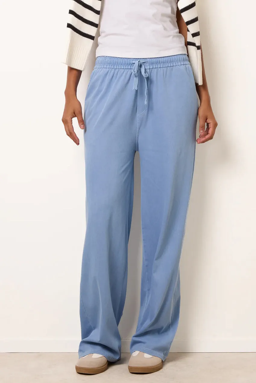 Blue Vanilla Elastic Waist pantaloni blu flare vita elastica