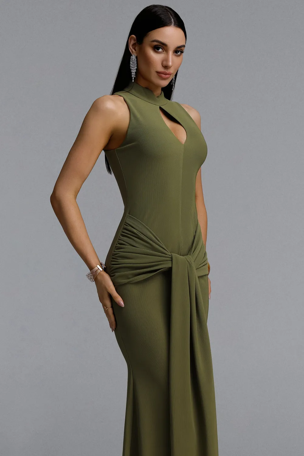 Bella Barnett Sukia Chic abito sirena verde L cut-out