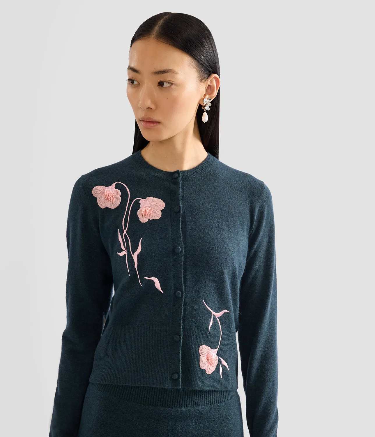 Erdem Embroidered Fitted cardigan ricamato cashmere
