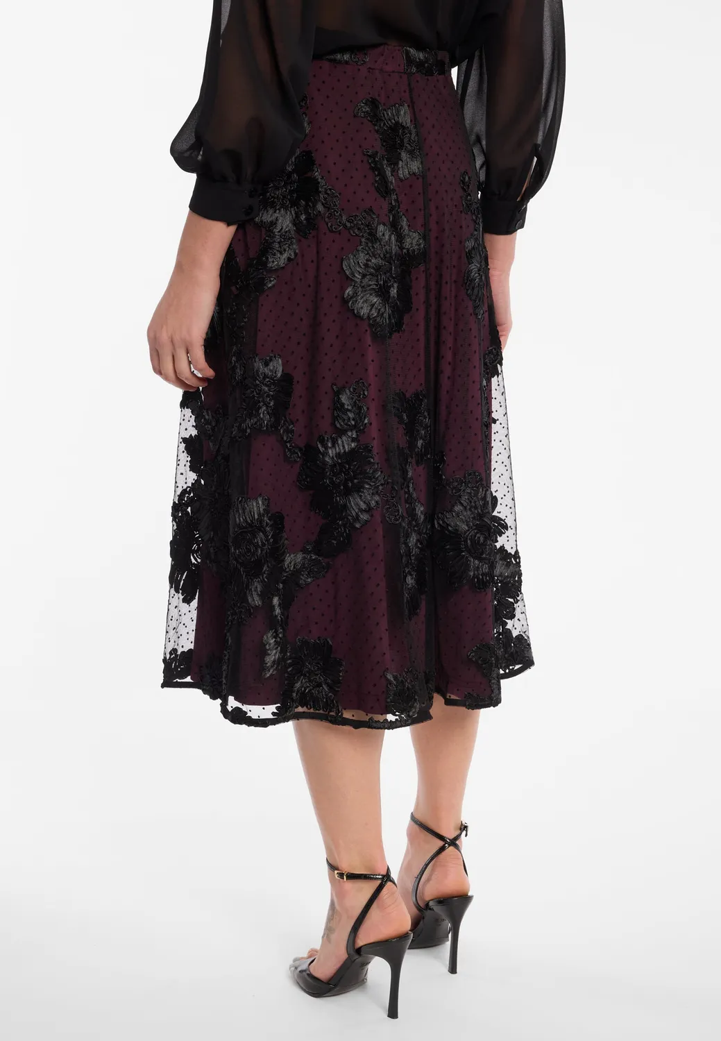 Ana Alcazar Elvena gonna midi bordeaux fiori