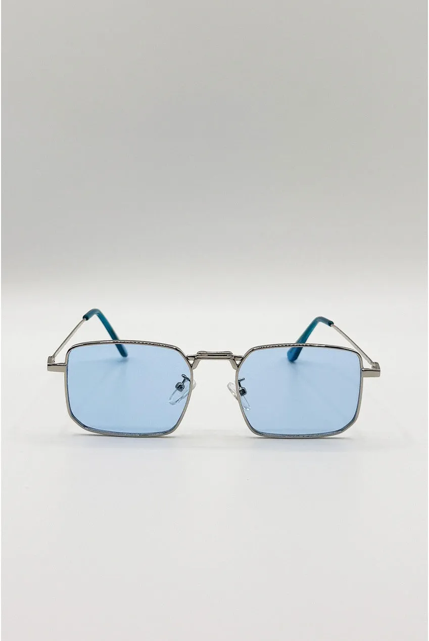 SVNX Vintage Metal Square occhiali sole blu