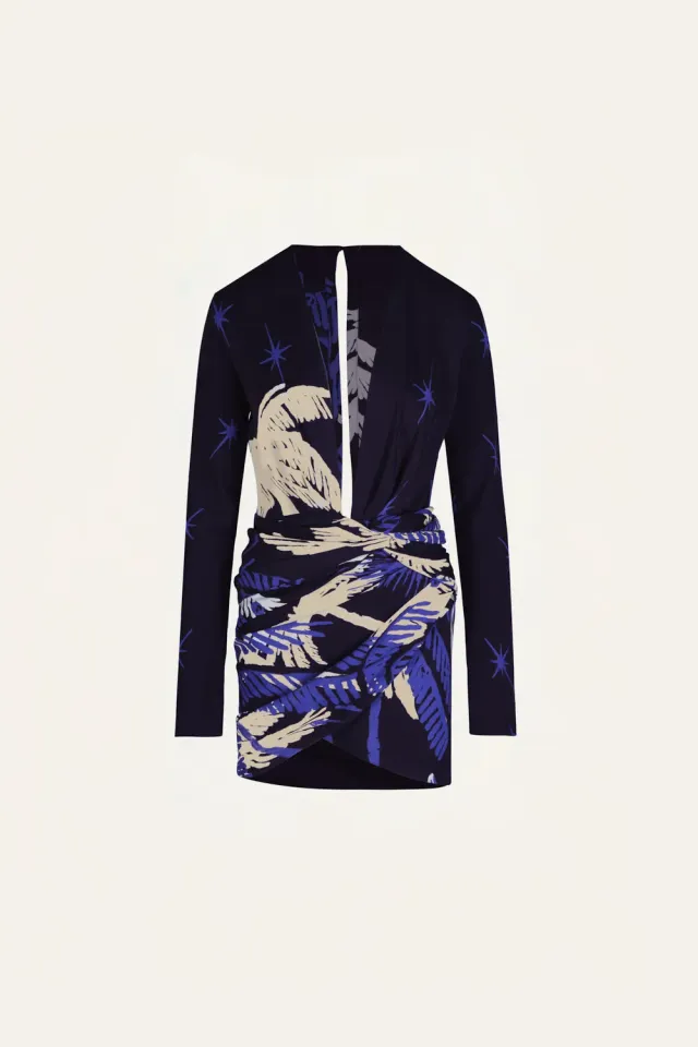 Johanna Ortiz Gangaway abito mini navy ecru crepe