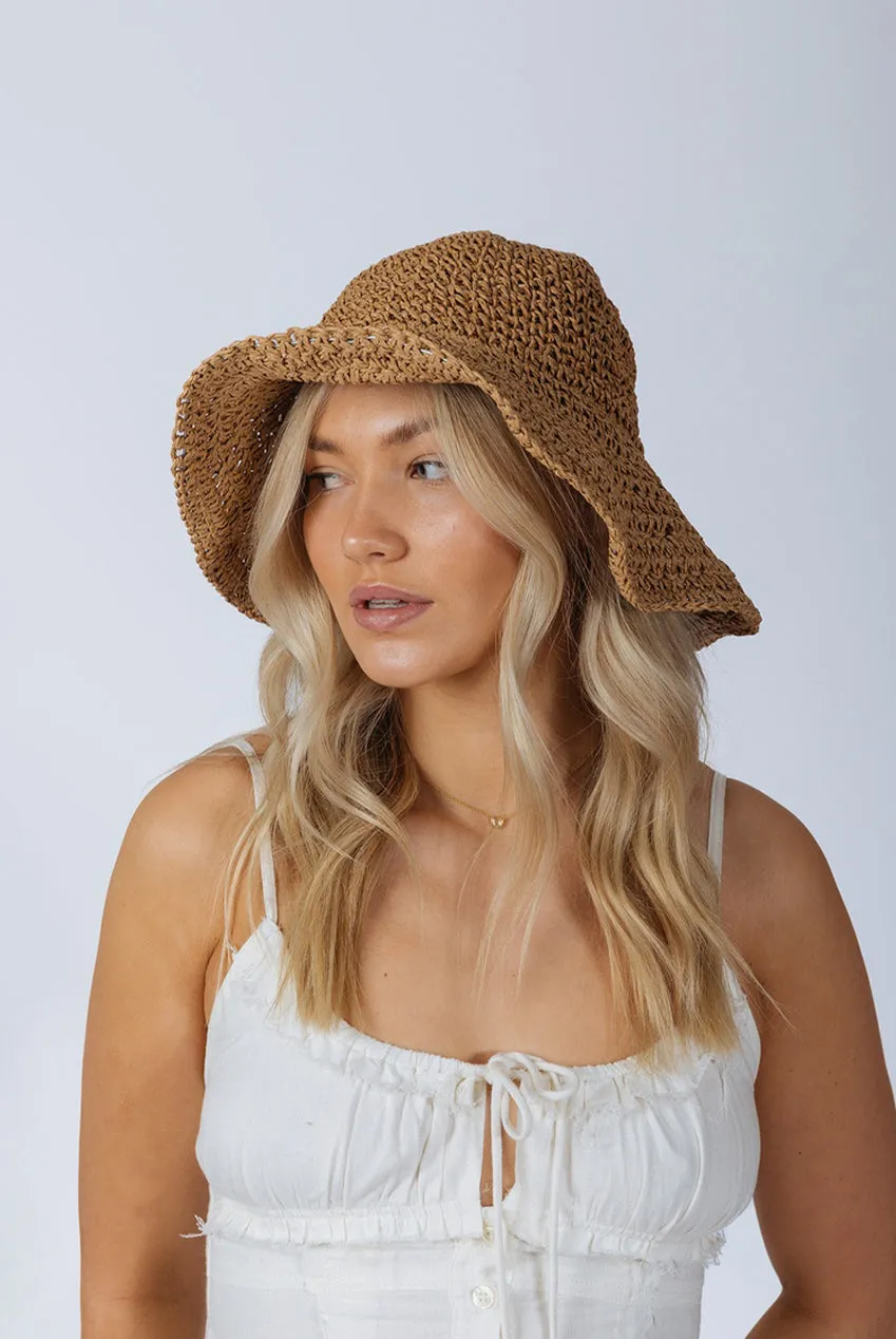 SVNX HW320128 cappello paglia marrone con fiocco pieghevole