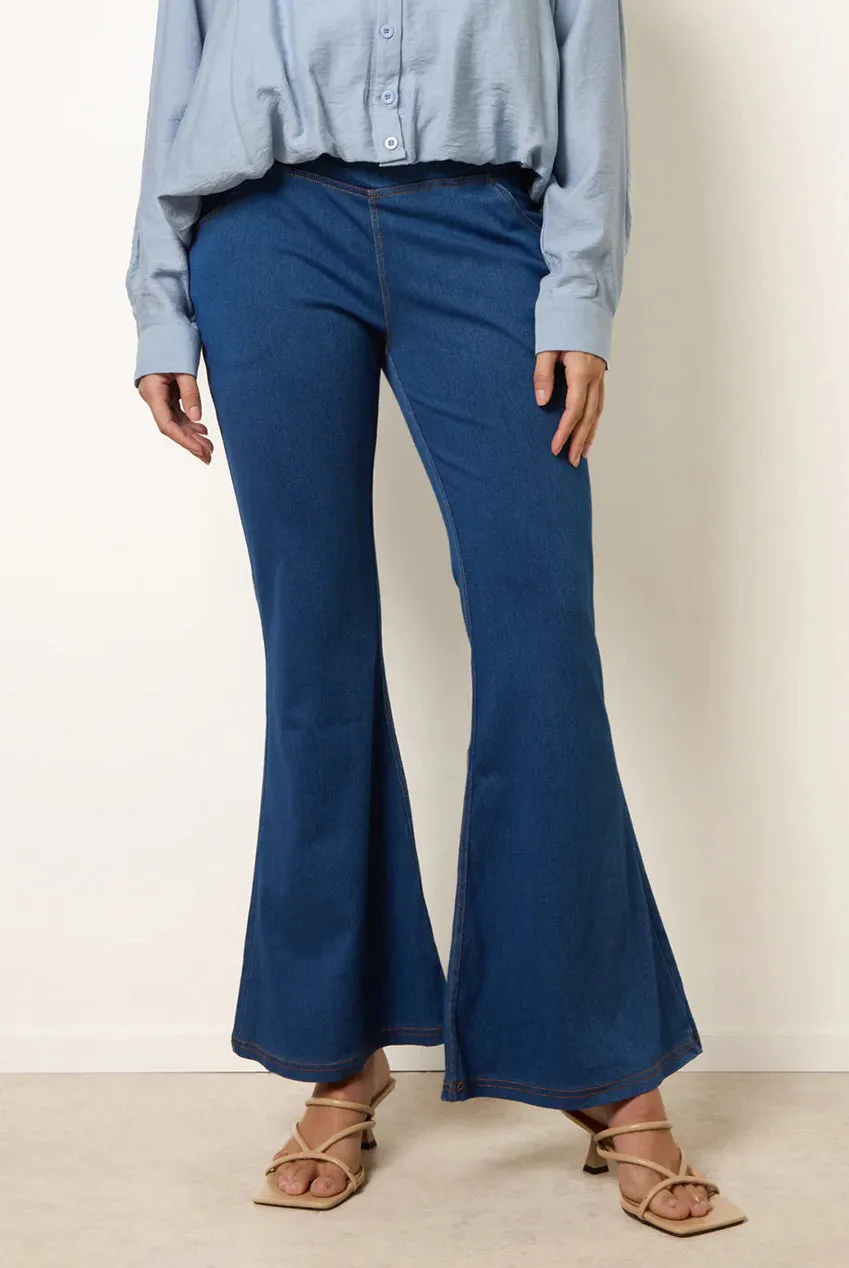 Blue Vanilla jeans denim blu zampa vita incrociata taglia S