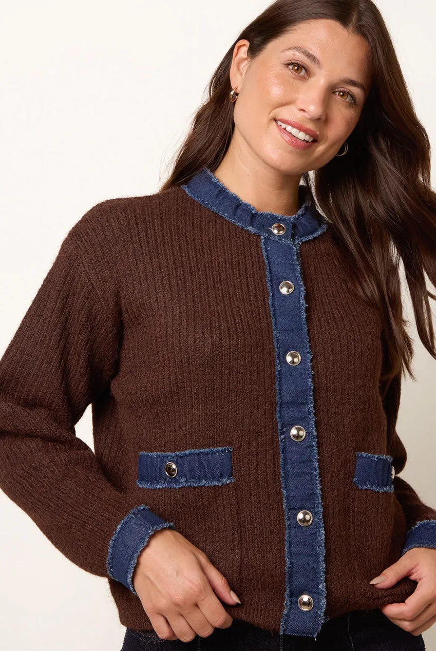 Blue Vanilla Denim Mix cardigan cioccolato denim