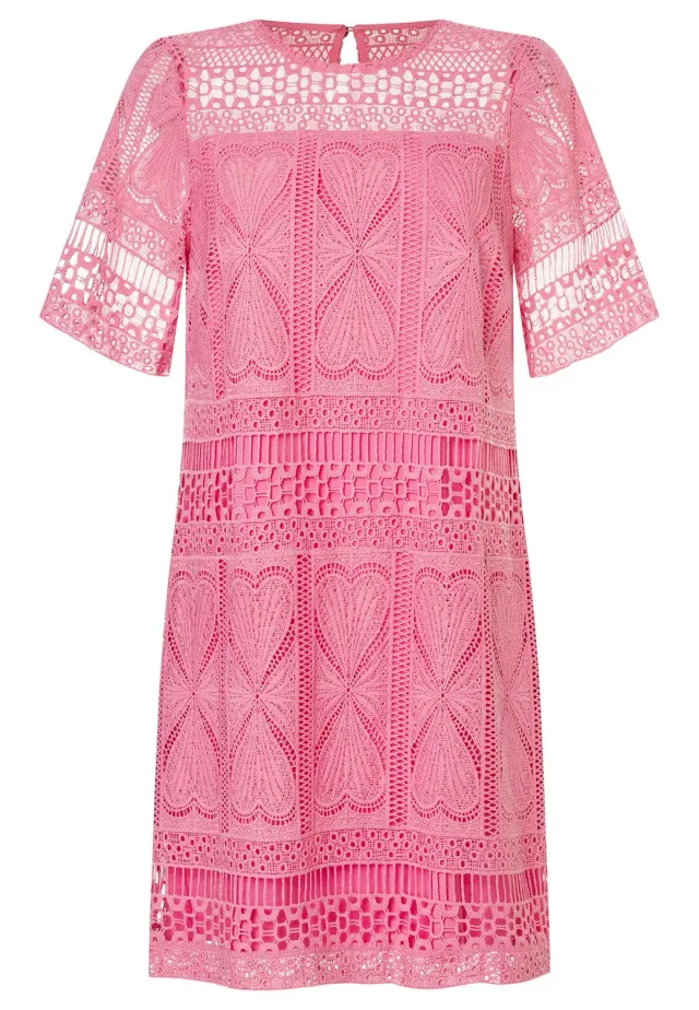 Ana Alcazar Padli abito in pizzo rosa corto