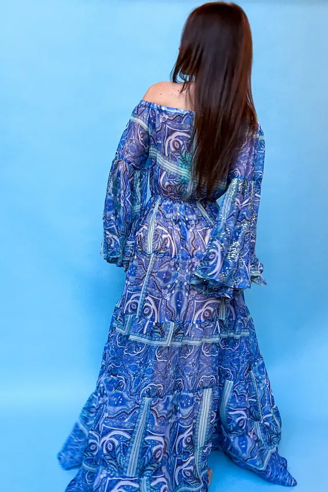 Antica Sartoria Everywhere DV138B abito lungo blu astratto